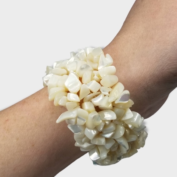 Jewelry - Mother of Pearl Stretchy Cuff Bracelet